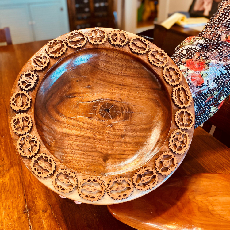 Custom Carved Walnut Bowl Woodworking Tools